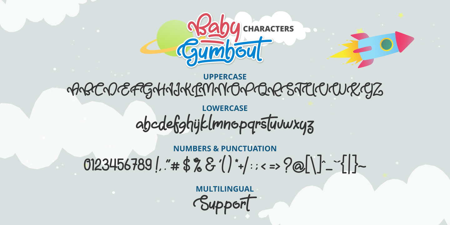 Przykładowa czcionka Baby Gumbout #3